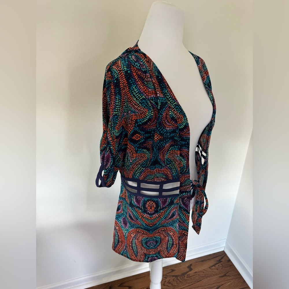Vintage Bebe Multicolor Patterned Kimono Wrap - image 3